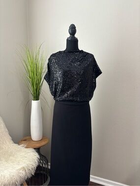 Express Black Sequin Women's Wedding Guest Dress